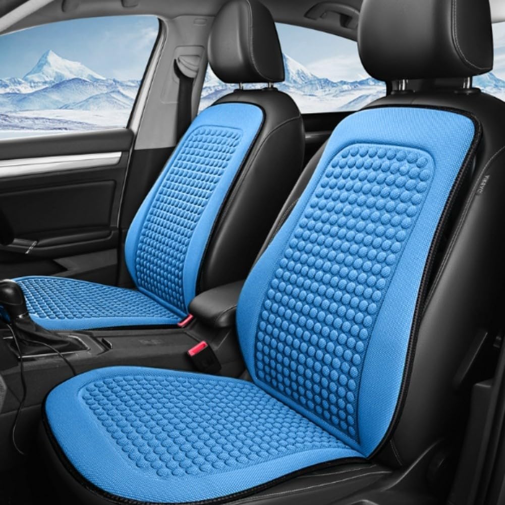 Tapis rafraîchissant en tissu de soie pour sièges avant de voiture, conçu pour améliorer la circulation de l'air et fournir un soutien rafraîchissant pendant les journées chaudes (noir)