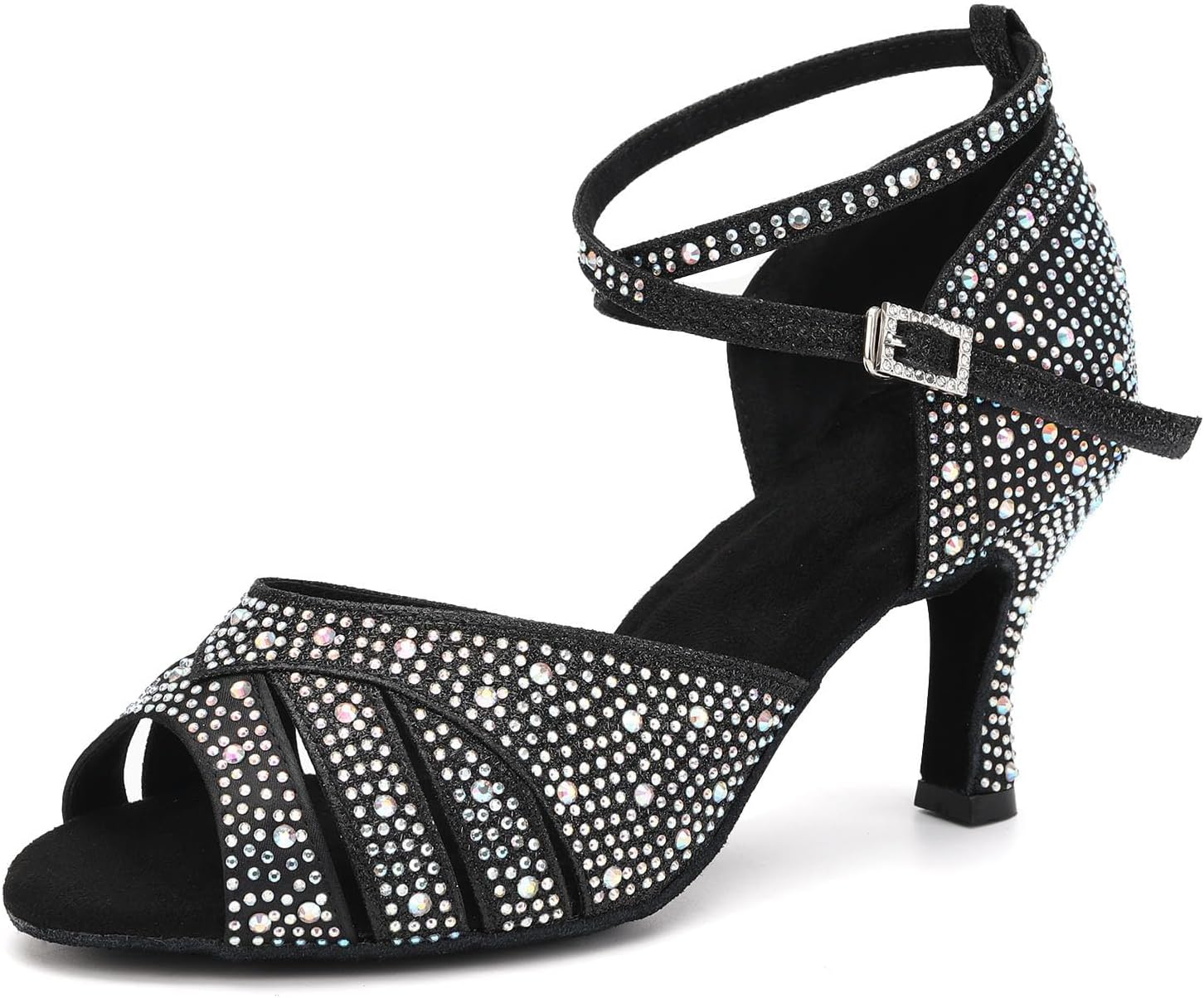 SWDZM Women Rhinestone Ballroom Dance Shoes Latin Salsa Performance Dancing Shoes