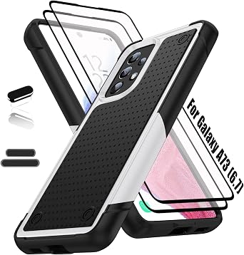 Heavy Duty Case for Samsung Galaxy A735G 6.7 Inche, 4 Corners with Airbags[12ft Drop Protection], Non-Slip Textured Grip Bumper Support Wireless Charging Drop Resistant Case -Black/White