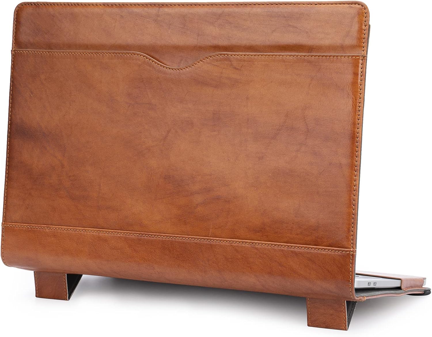 TYTX Compatible with MacBook Pro Genuine Leather Case 13 Inch 2016-2022 (A1989 A1706 A1708 A2159 A2289 A2251 A2338 M1 M2) Laptop Sleeve Protective Folio Book Cover, Genuine Brown