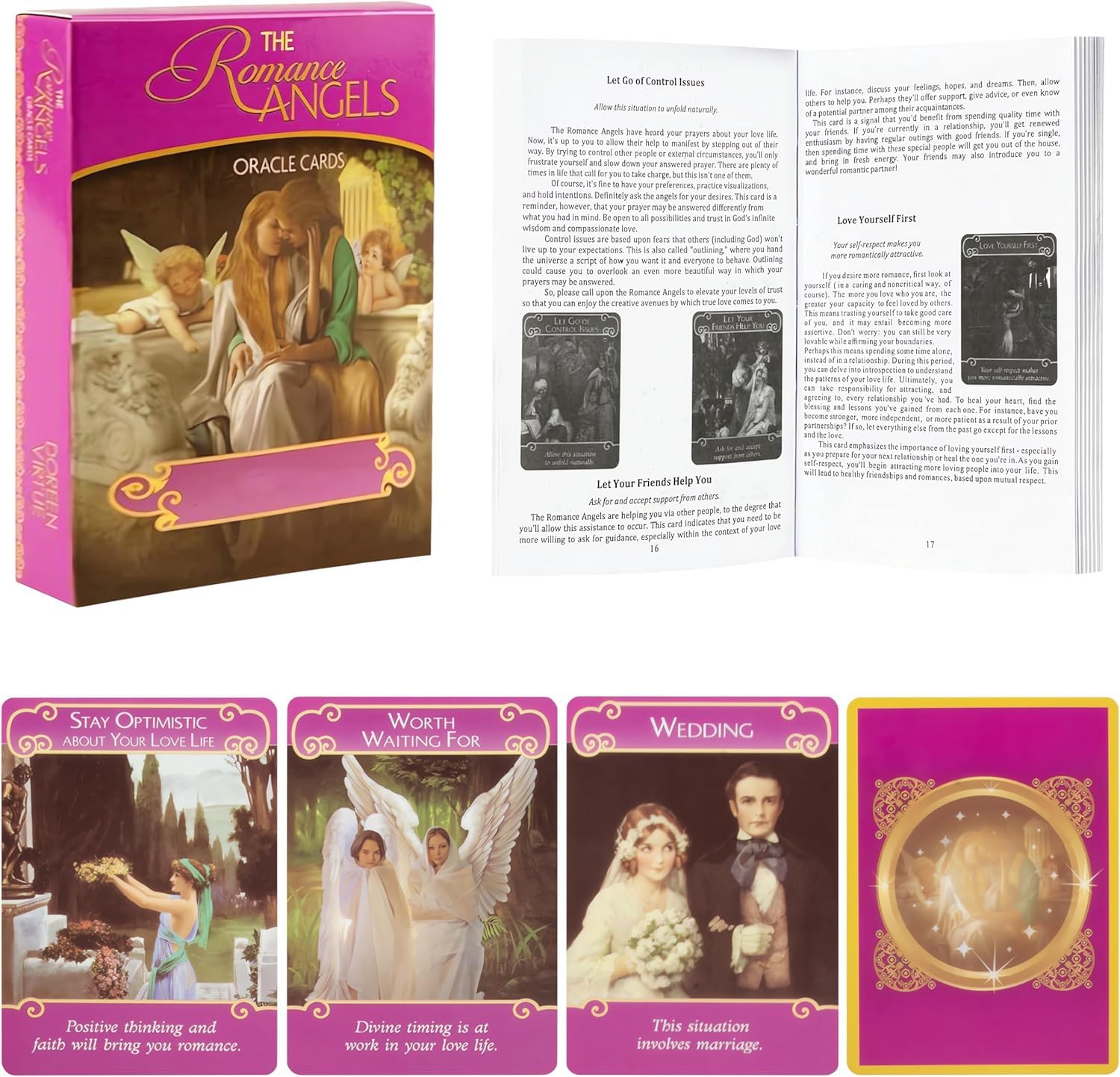 The Romance Angels Tarot Card, 44 Hologram Tarot Card Deck, Love Oracle Card, with Guide Book, Oracle Cards Deck, Tarot Cards Set, Keywords, Yes or No (Style 11)