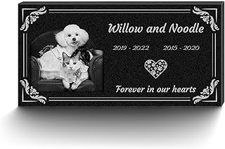 VINGMEM Personalized Memorial Stone for Pets, Dog, Cat, Custom Engraved Headstones with Photo, Pet Grave Marker, Dog Memorial Gifts for Loss of Dog, Pet Memorial Gifts, Cemetery Decorations for Grave