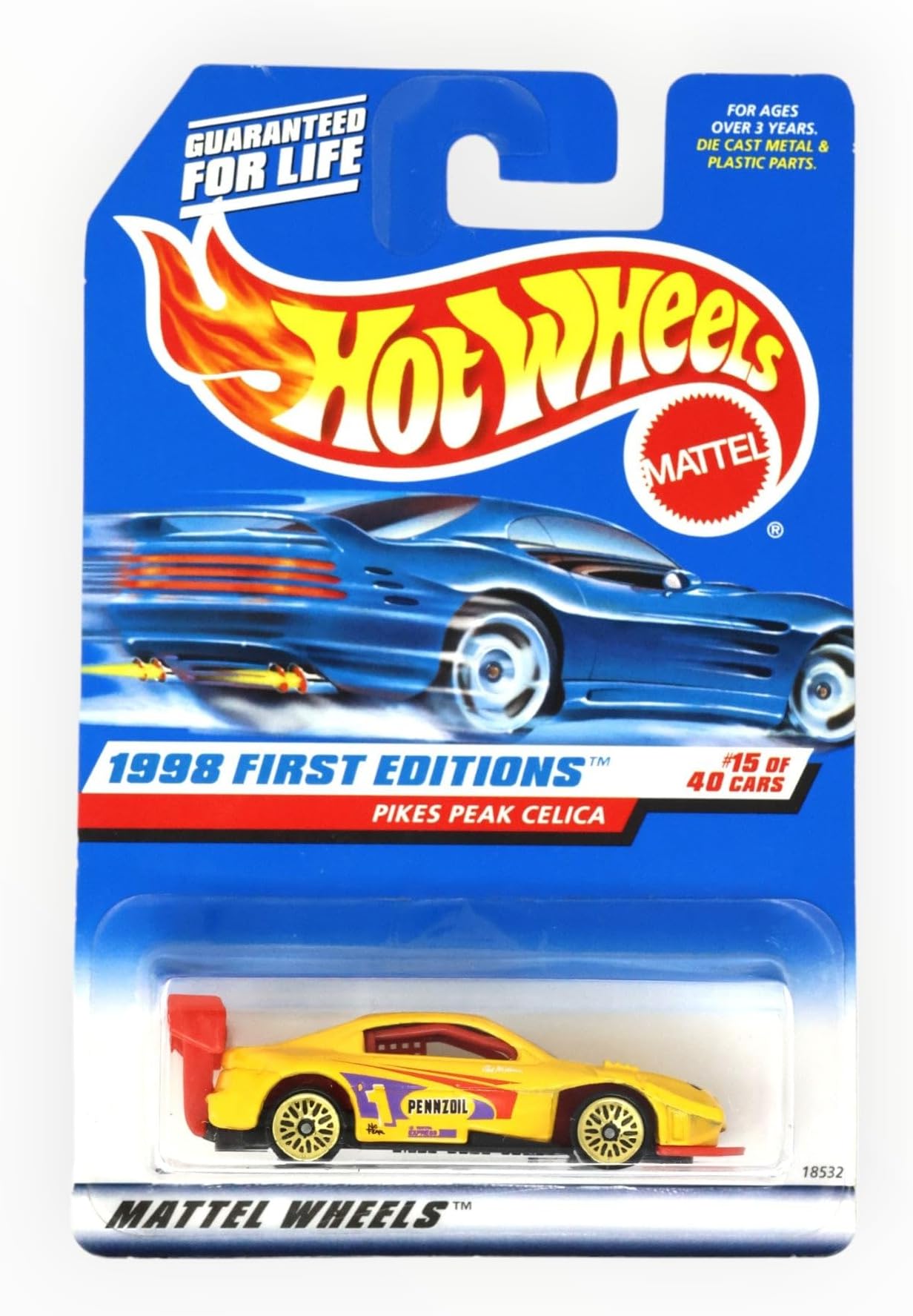 Hot Wheels Pikes Peak CELICA Yellow 1998 First Editions Series #15 of 40 Basic Car 1:64 Scale Series Collector #652