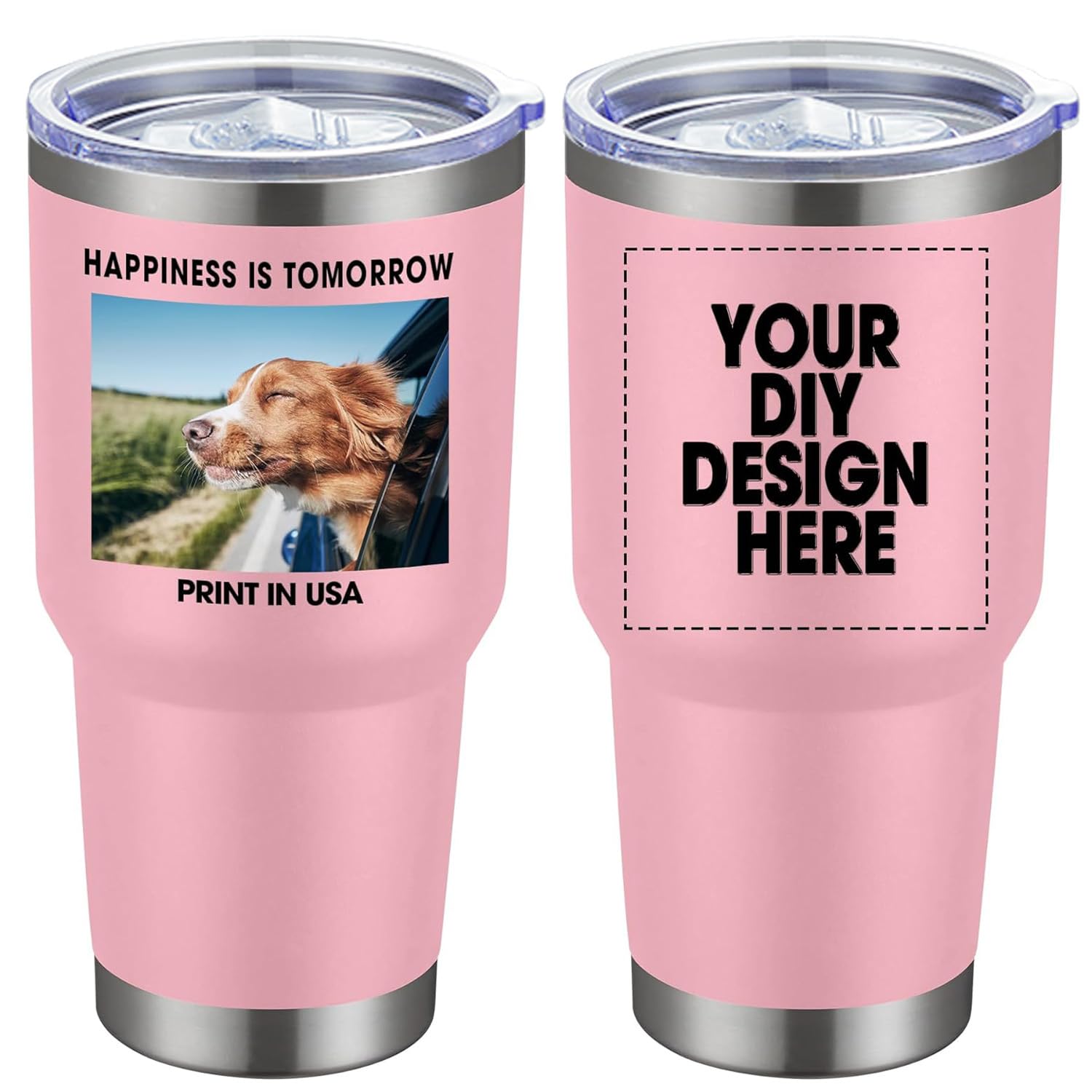 Personalized Coffee Tumbler Print in USA 30oz Stainless Steel Double Wall Insulated Coffee Cup With Text Photo Logo