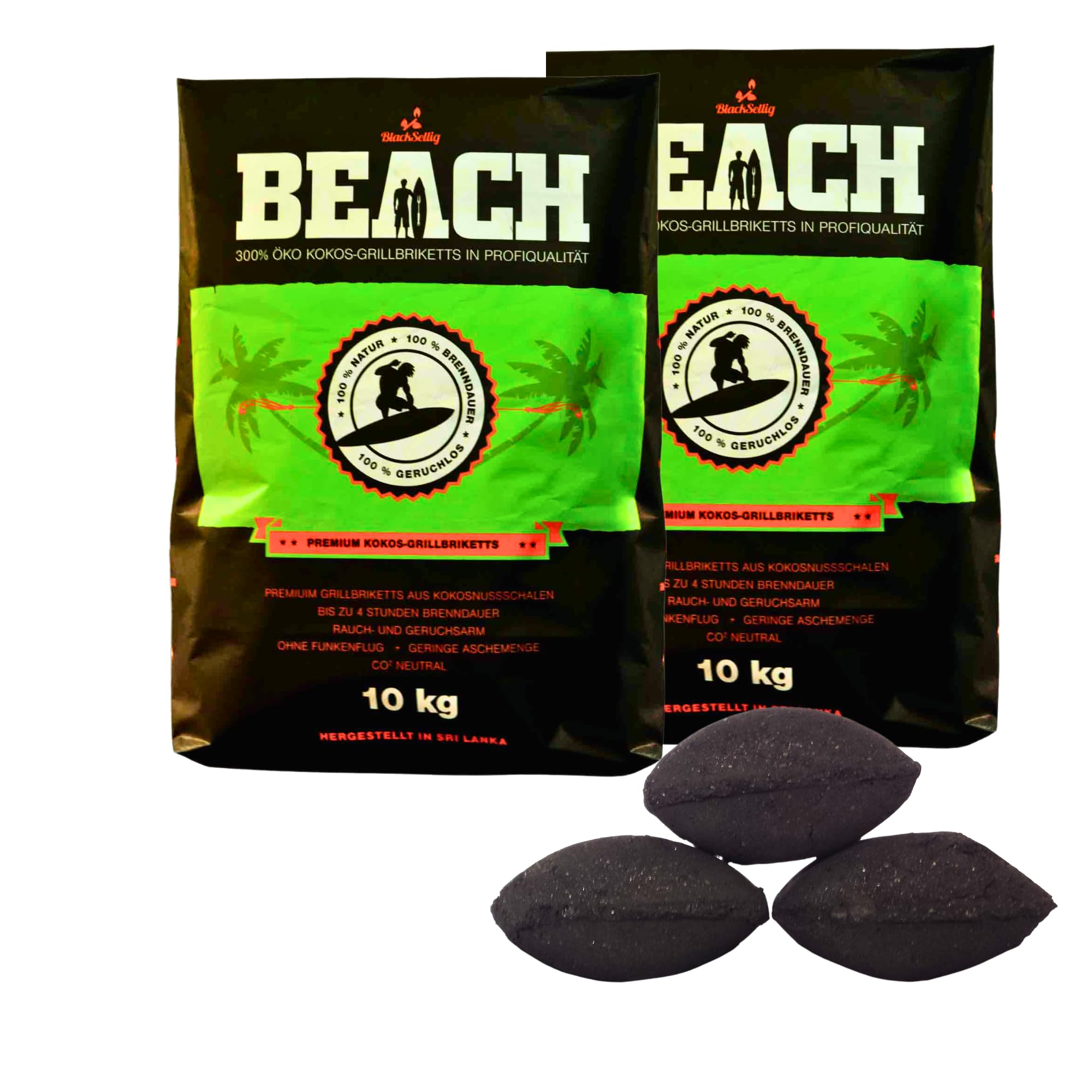 20 kg Black sellig Pure Coconut Husk Beach Coconut Briquettes Charcoal – Perfect Professional Quality – Free Shipping.