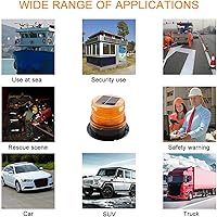 Vista 8 de Luz Estroboscópica Solar de Advertencia de Seguridad Intermitente/Luz Estroboscópica de Techo, con Base Magnética Fuerte Impermeable