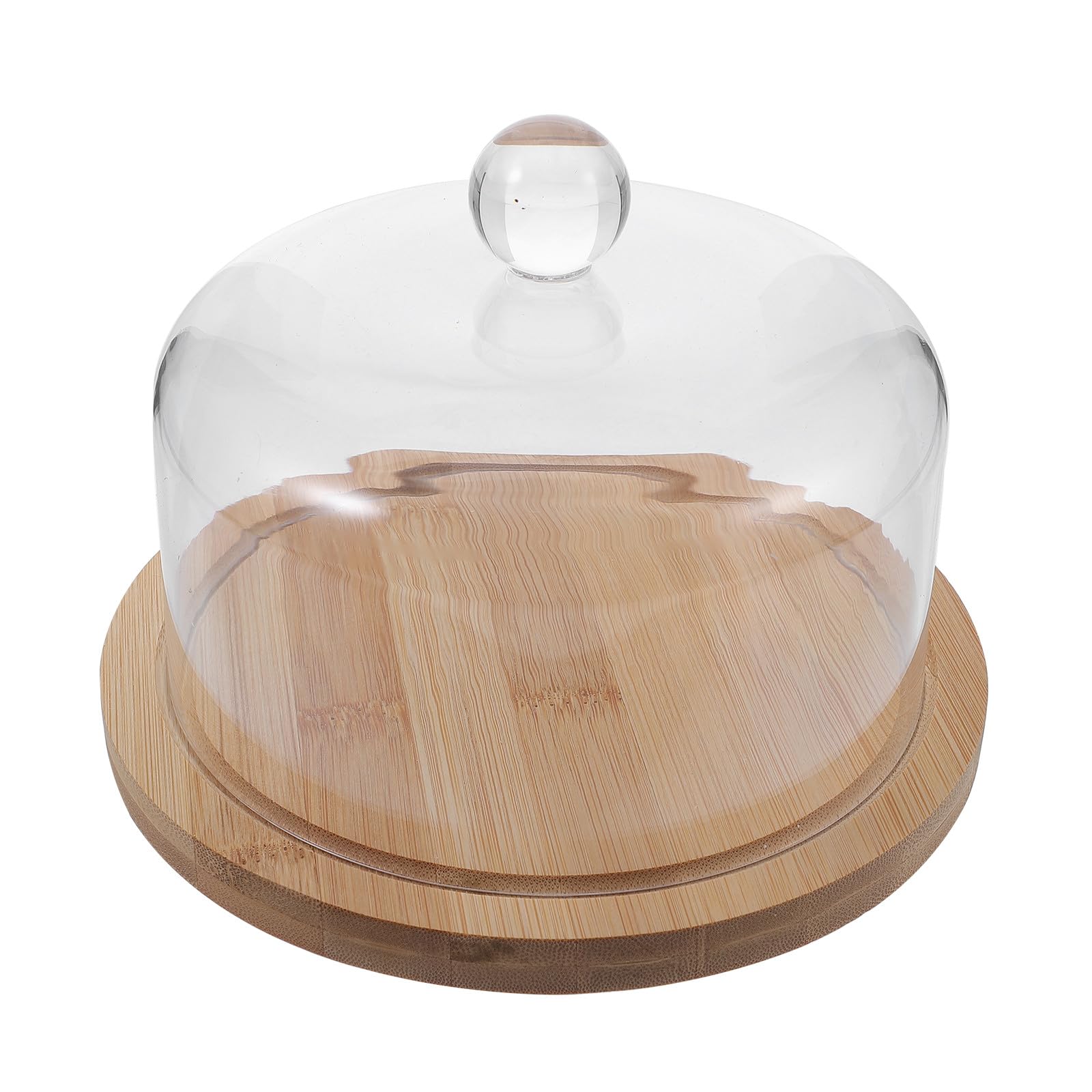 TOYANDONA Acrylic Cake Dome with Wooden Base, round Food Cover for Desserts, Household Cake Lid for Kitchen and Dining Table Display