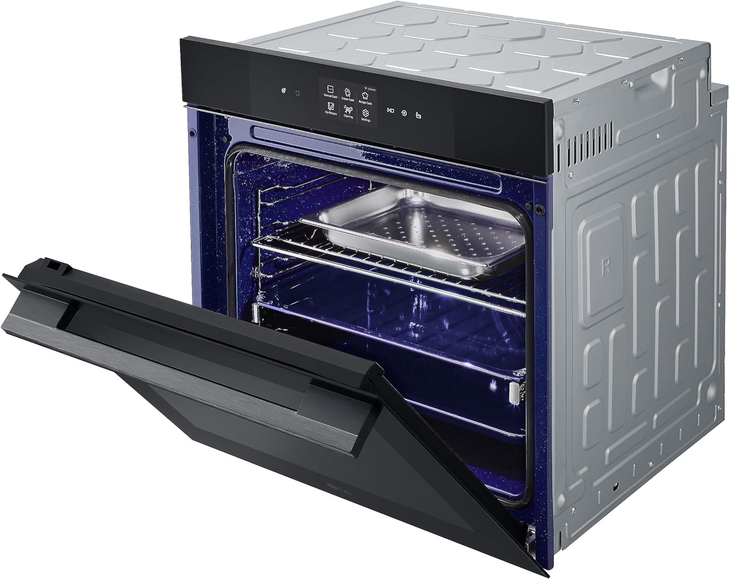 LG InstaView WSED7667M Forno da Incasso 100% Vapore, classe A++, 76L, 250°C, Display Touch 4,3", Air Fry, Sous Vide, Pizza, EasyClean, Wi-Fi, Cerniere Ammortizzate, Sonda Temperatura, Nero