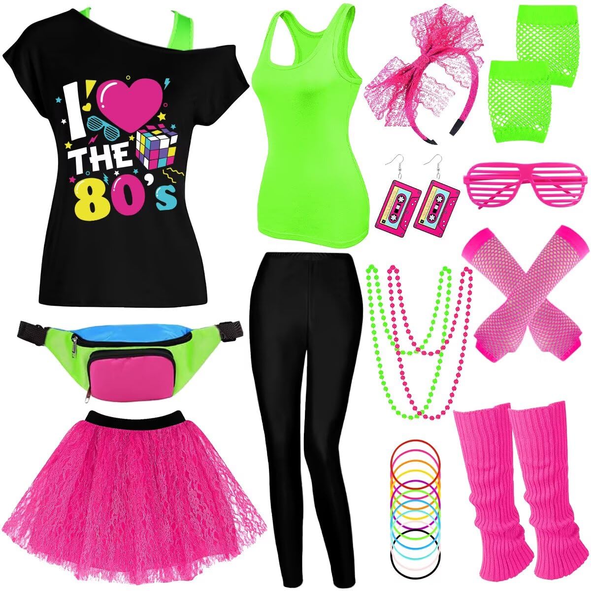 80s Outfit Women Costume Accessories Set