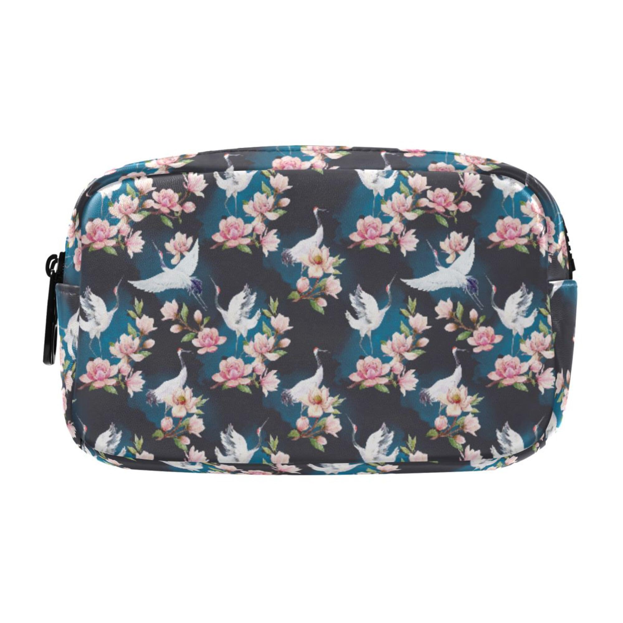 ALAZA Aesthetic Leather Pencil Case Magnolia Flowers and Bird