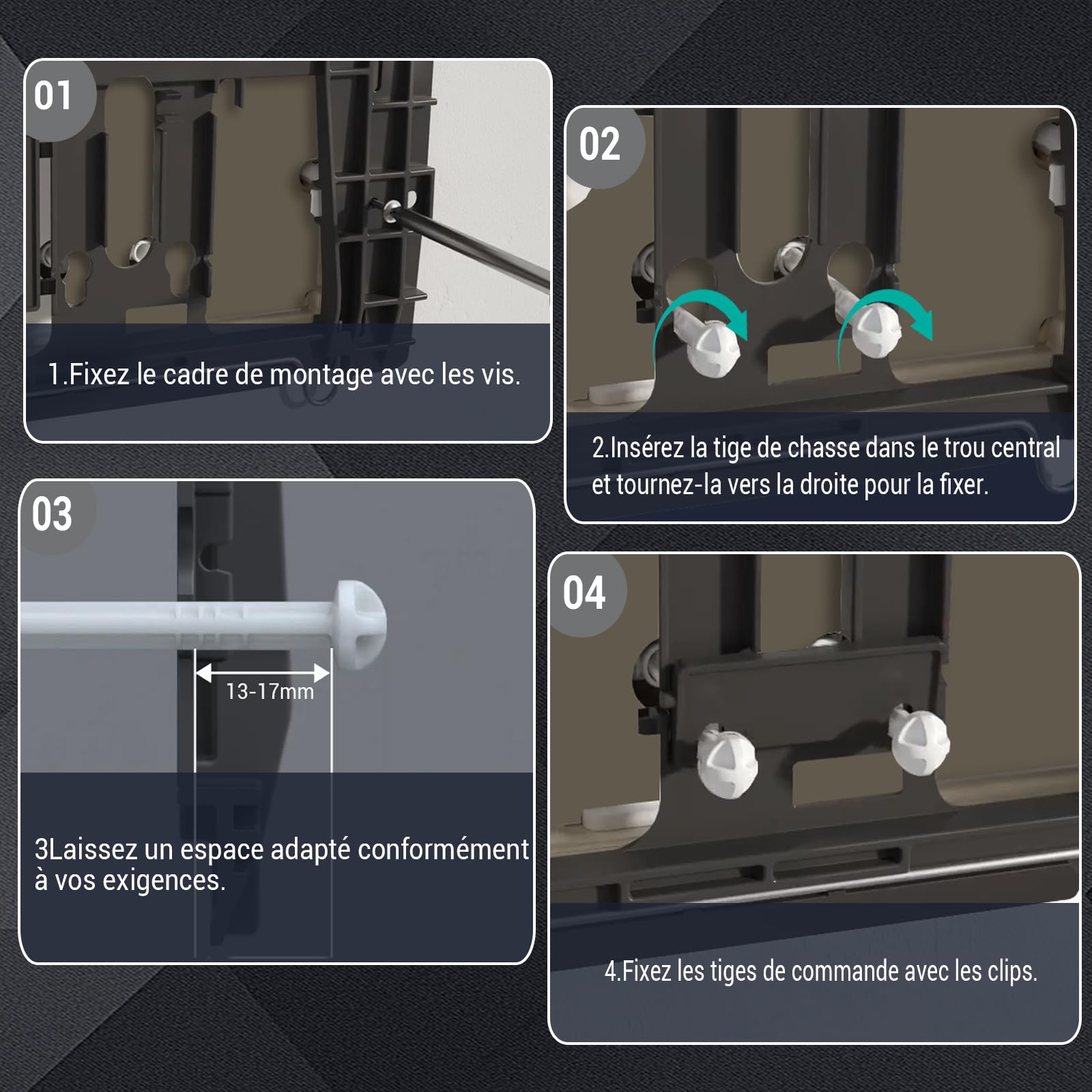 Empyreal Cadre de fixation Compatible avec Geberit Twinline, avec Vis, Tiges de Poussée et Levier de Coupure, Noir
