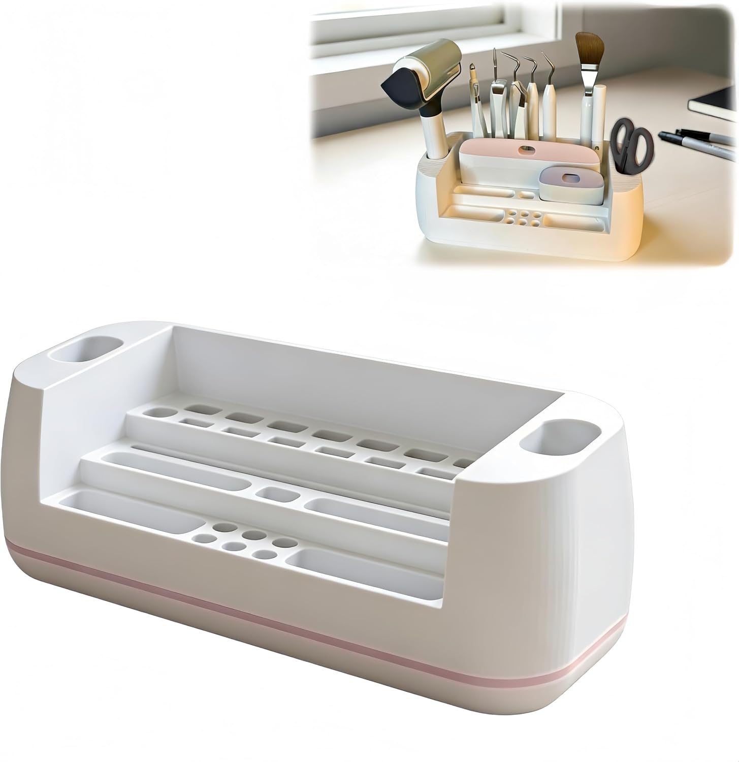 Cutter Tool Storage Organizer Compatible with Cricut Tools for Crafters and DIY Makers to Hold Replacement Parts, Pens, and Large Accessories (White)