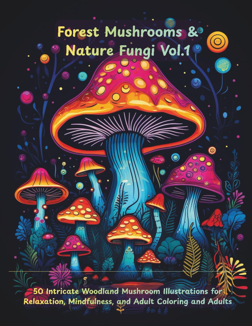 Forest Mushrooms Coloring Book Vol.1: Detailed Nature Fungi, Botanical Mushroom Art for Adults & Stress Relief: 50 Intricate Woodland Mushroom ... Relaxation, Mindfulness, and Adult Coloring