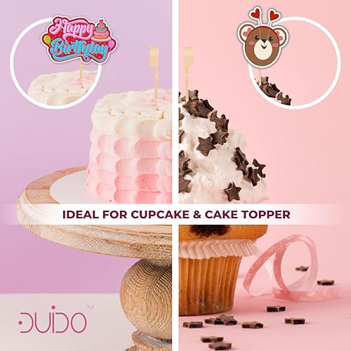 Miniatura 5 de Palillos de bambú para decoración de cupcakes  3.5 pulgadas (paquete de 500) palillos de dientes para aperitivos  Palitos de decoración de pasteles,