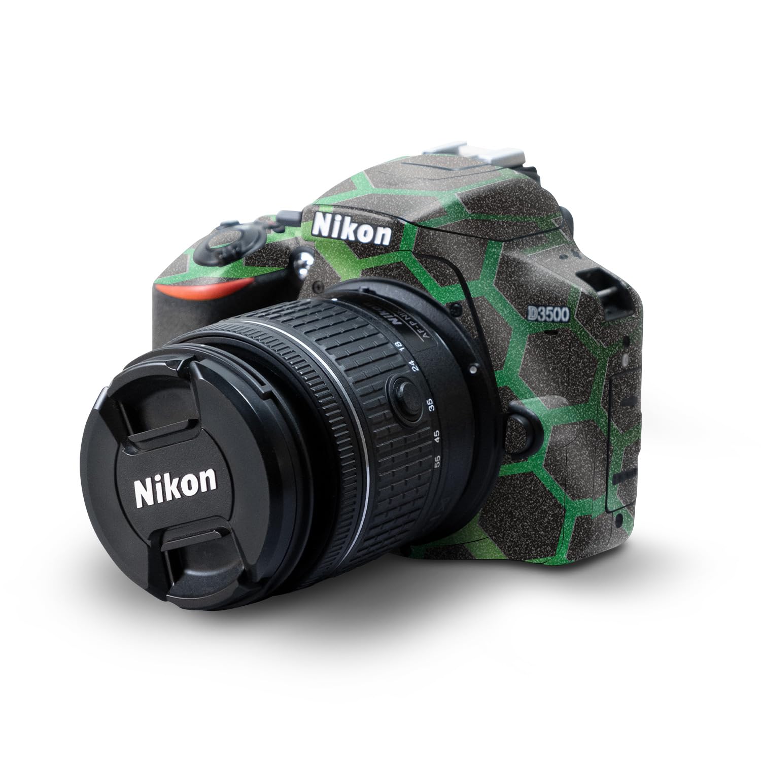 Glossy Glitter Skin Compatible with Nikon D3500 Camera - Green Hex - Premium 3M Vinyl Protective Wrap Decal Cover - Easy to Apply | Crafted in The USA by MightySkins