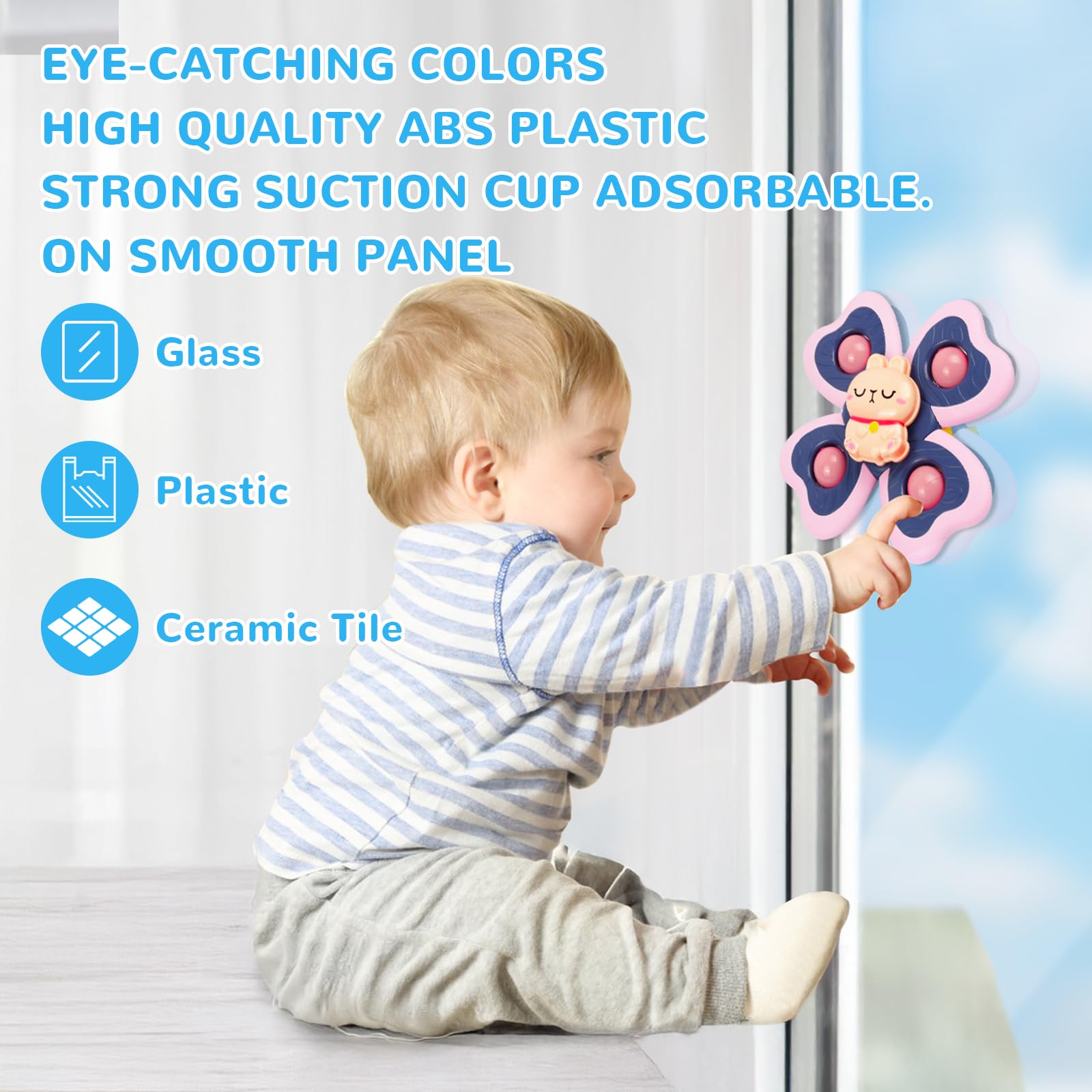 Vicloon Giocattolo a Ventosa per Bambini, 4pcs Giocattoli Sensoriali per Vasca da Bagno, Animali Colorati Spinning Top per Il Bagnetto per Bambini, Sollievo dall'Ansia Regali (Animale)