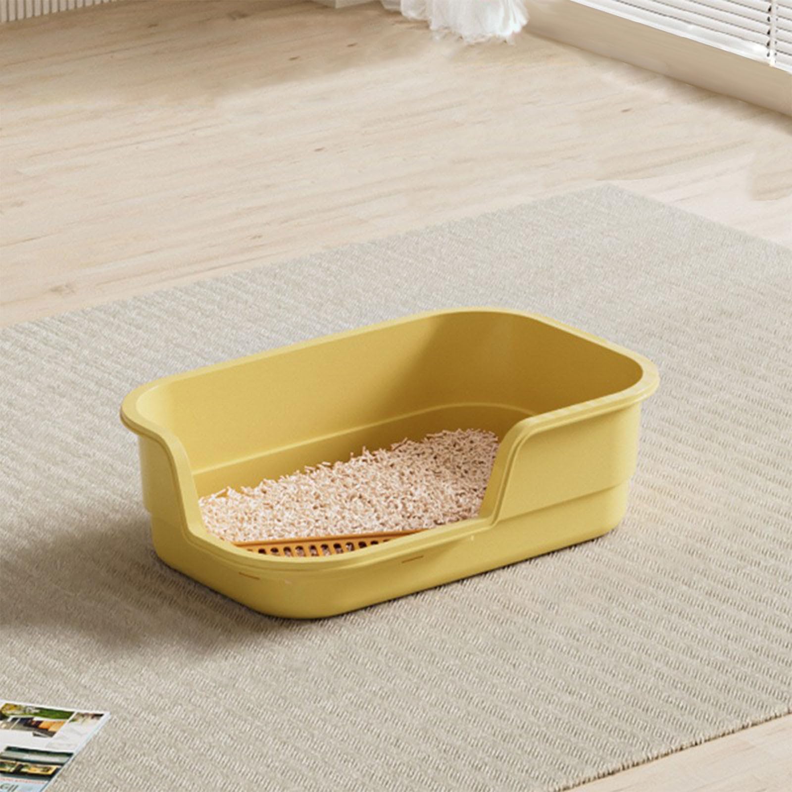 Open Cat Litter Tray with Rim and Scoop, Stainless Steel Cat Litter Tray, Splashproof, Odour Resistant, Easy to Clean - Image 3