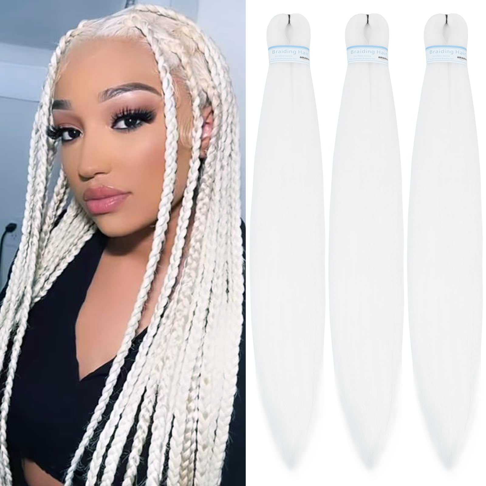 Braiding Hair Pre Stretched for Women Hair Extensions Box Braids Soft Synthetic Knotless Yaki Texture Hot Water Setting Br...