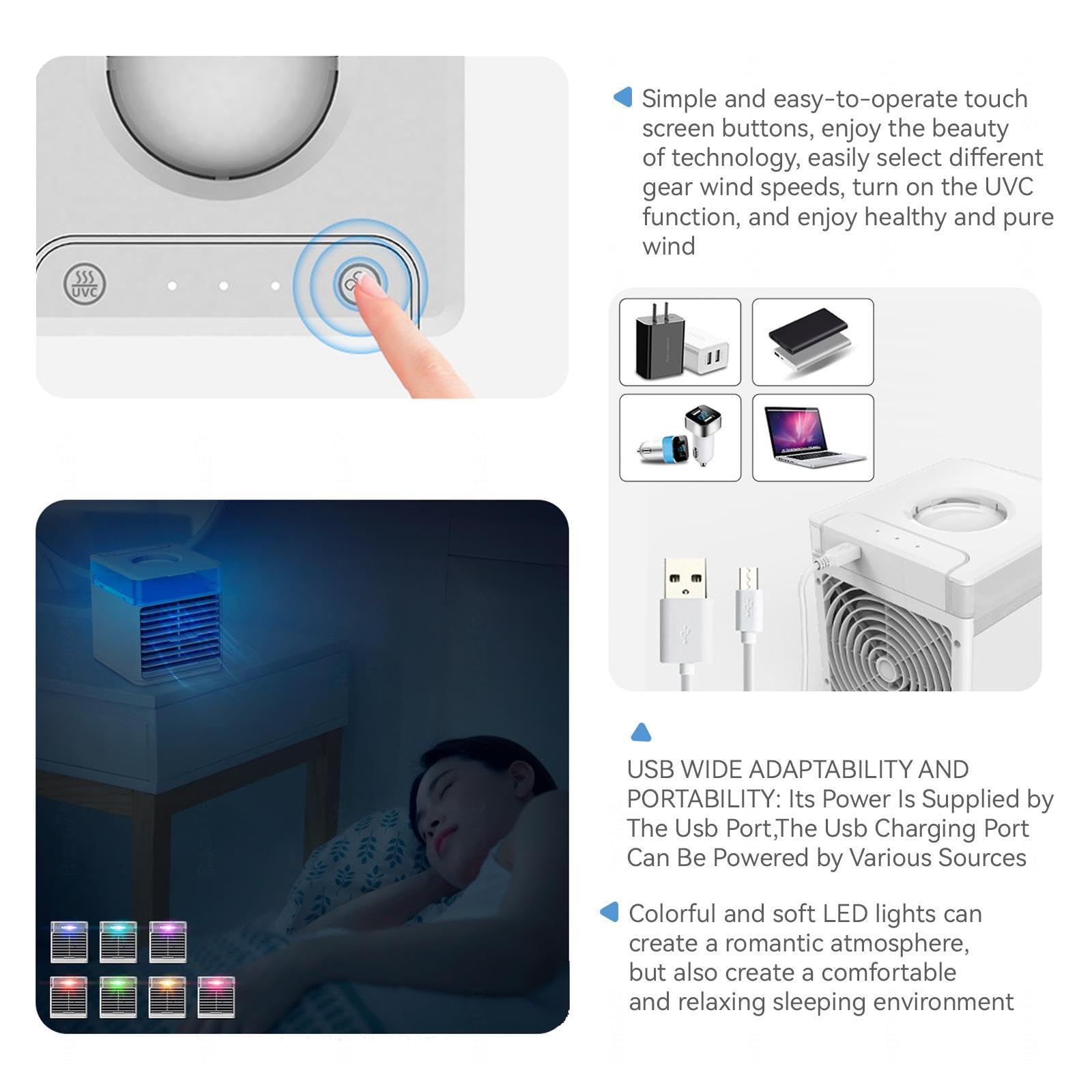 Nebulizador Portatil - Compacto Y PortáTil Air Conditioner Portable - Utilice Solo Agua Limpia Climatizador Enfriador - para RefrigeracióN Silenciosa De La Oficina En Casa