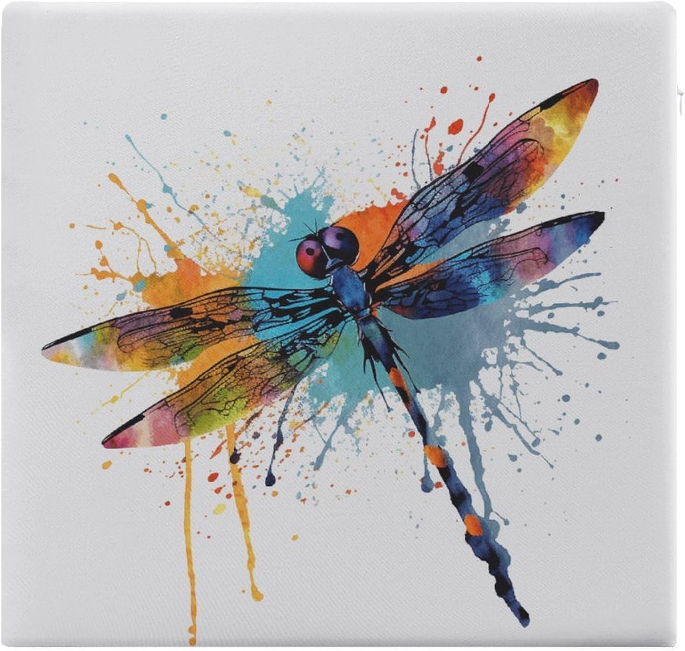 Paint Splash Dragonfly Chair Cushion Floor Pillow Stool Cushion | Cushions with Removable Cover with Square Memory for for Chair Living Room Balcony Office Sofa,13.8*15*1.2 Inch