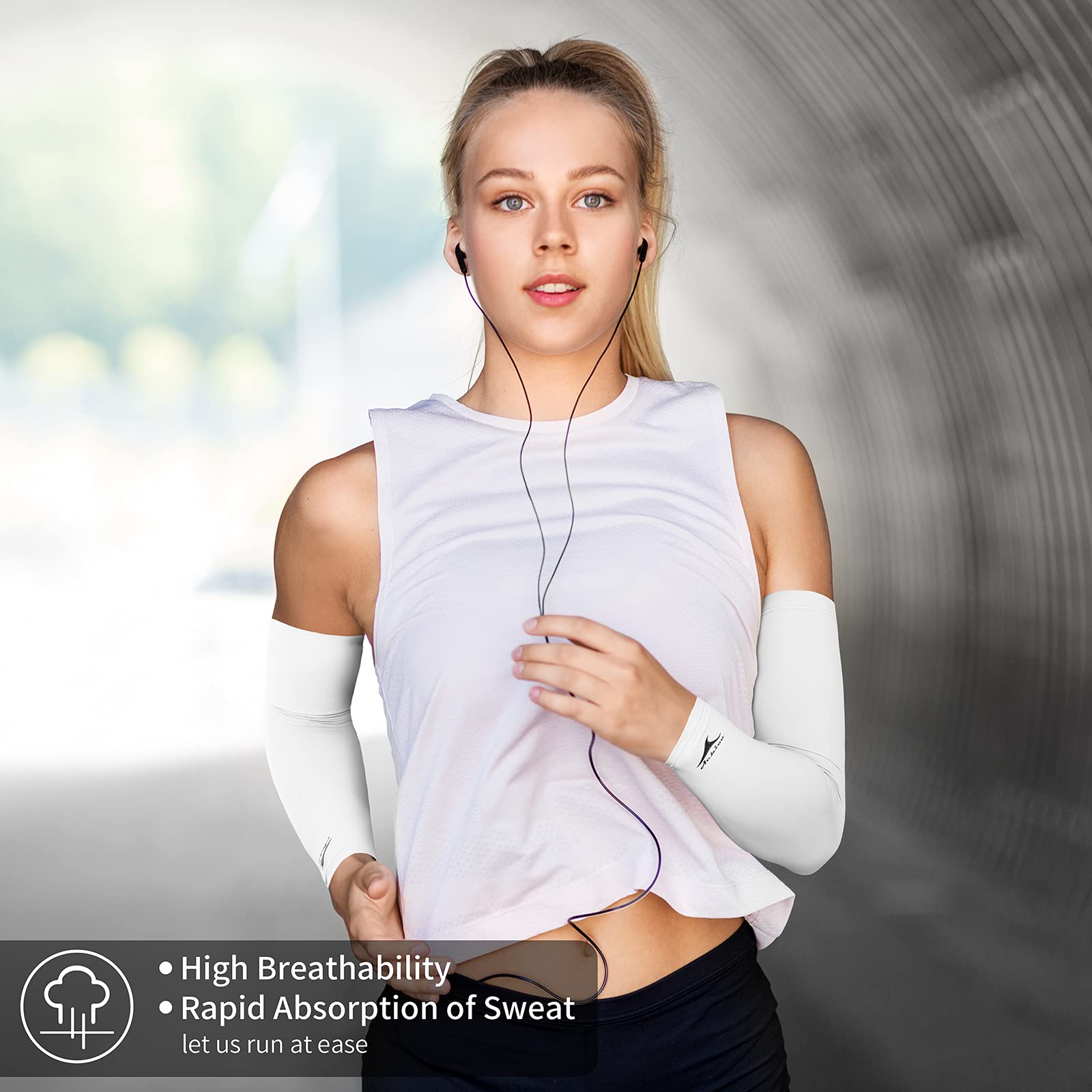 Achiou Manchons de compression en soie glacée pour l'été, protection UV, UPF 50+, pour femmes, volley-ball, sports de jeunesse