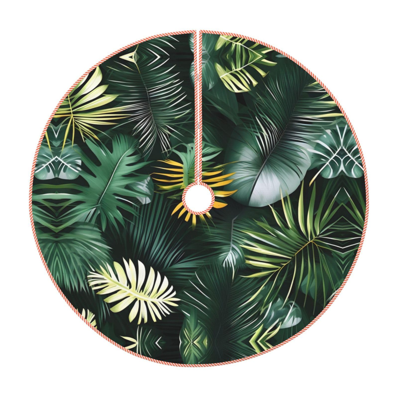 Jupe de sapin de Noël avec feuilles de palmier, tapis de sol épais intérieur extérieur