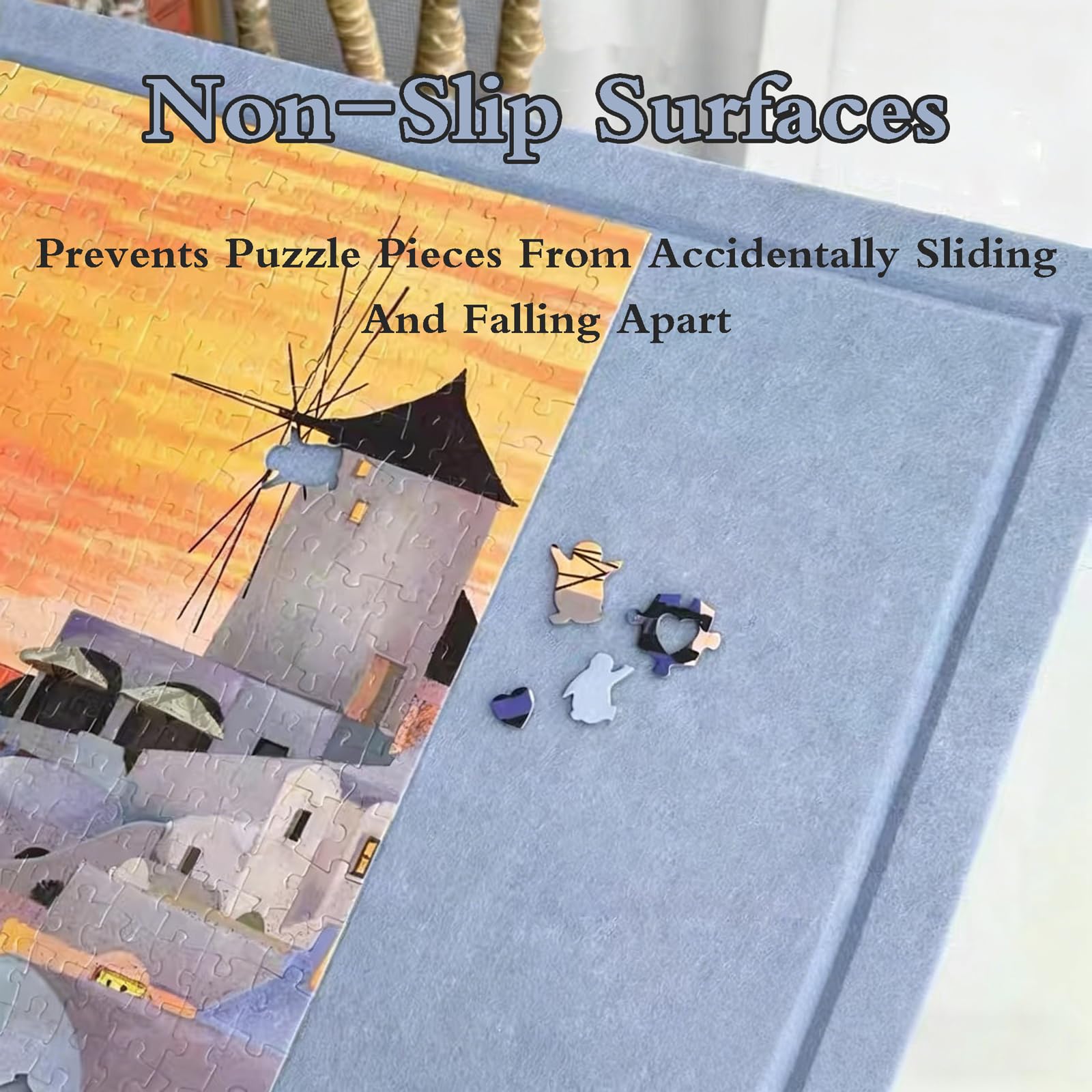 Składana taca na puzzle, filcowy stół do puzzli, przenośna tablica logiczna dla dorosłych, składany stół do puzzli, antypoślizgowy, może pomieścić do 500 1000 1500 2000 elementów
