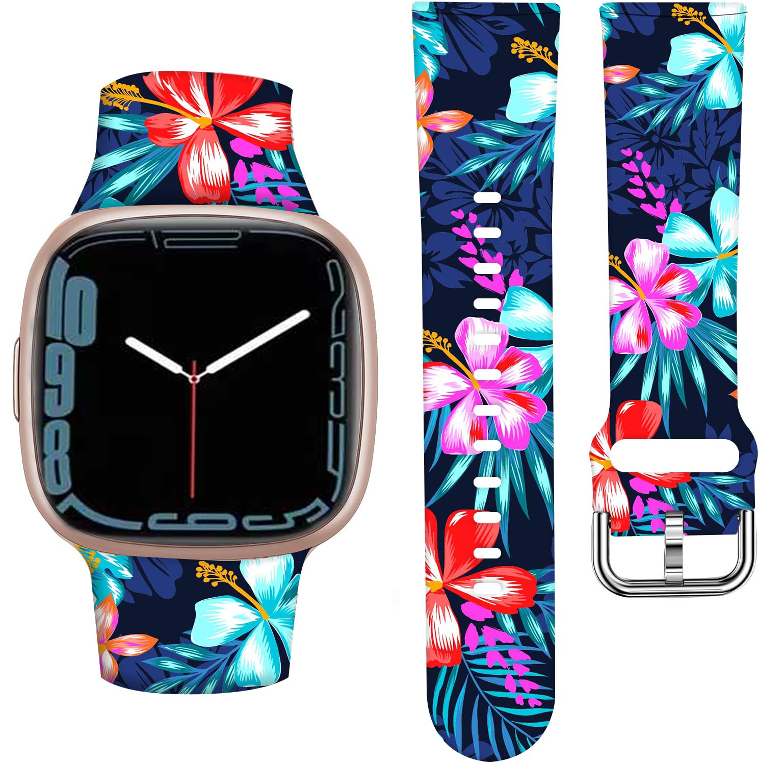 ANDRIU Compatible with Versa 4/Versa 3/Sense/Sense 2 Band for Women Girl, Cute Fadeless Replacement Sport Band Strap for Versa 4/Versa 3 Smartwatch(Colorful Flower)