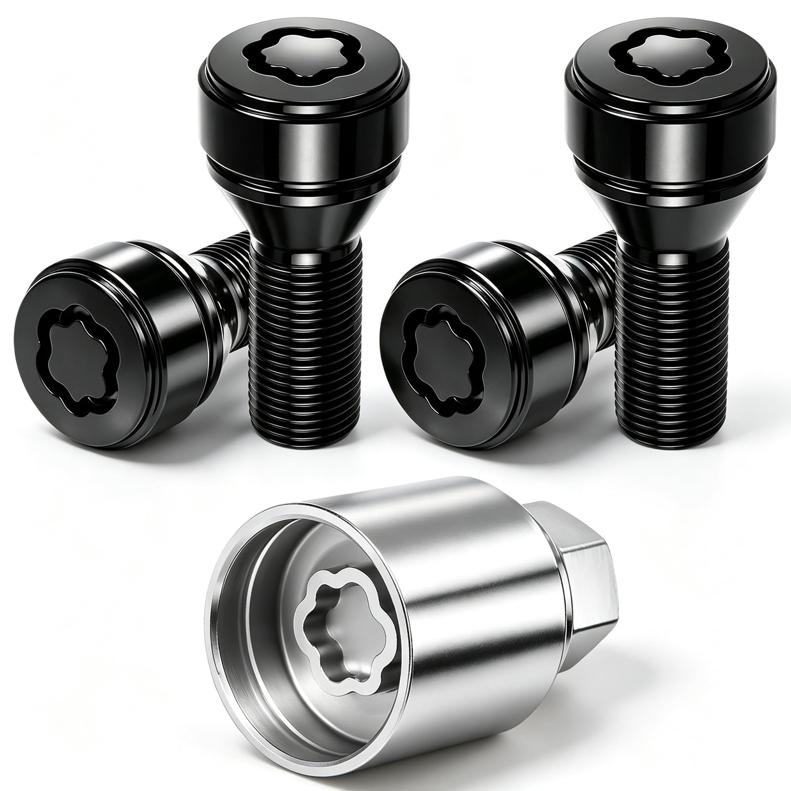 4PCS Wheel Lock Bolts M14x1.25 with Key Fits BMW Replace 36136792851