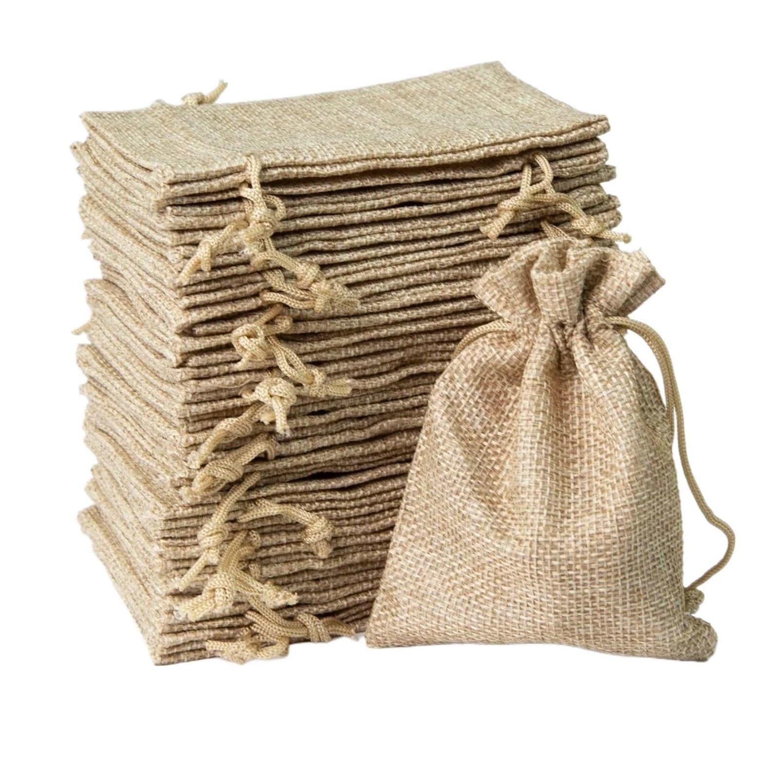 Pochon Tissu Sac en toile de jute avec cordon serrage, 50 pièces