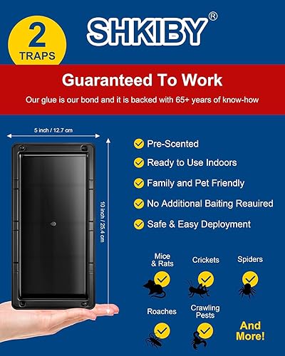 Miniatura 6 de Trampas adhesivas para ratas y ratones, paquete de 2, trampas grandes a granel, para interiores del hogar, bandeja adhesiva de plástico