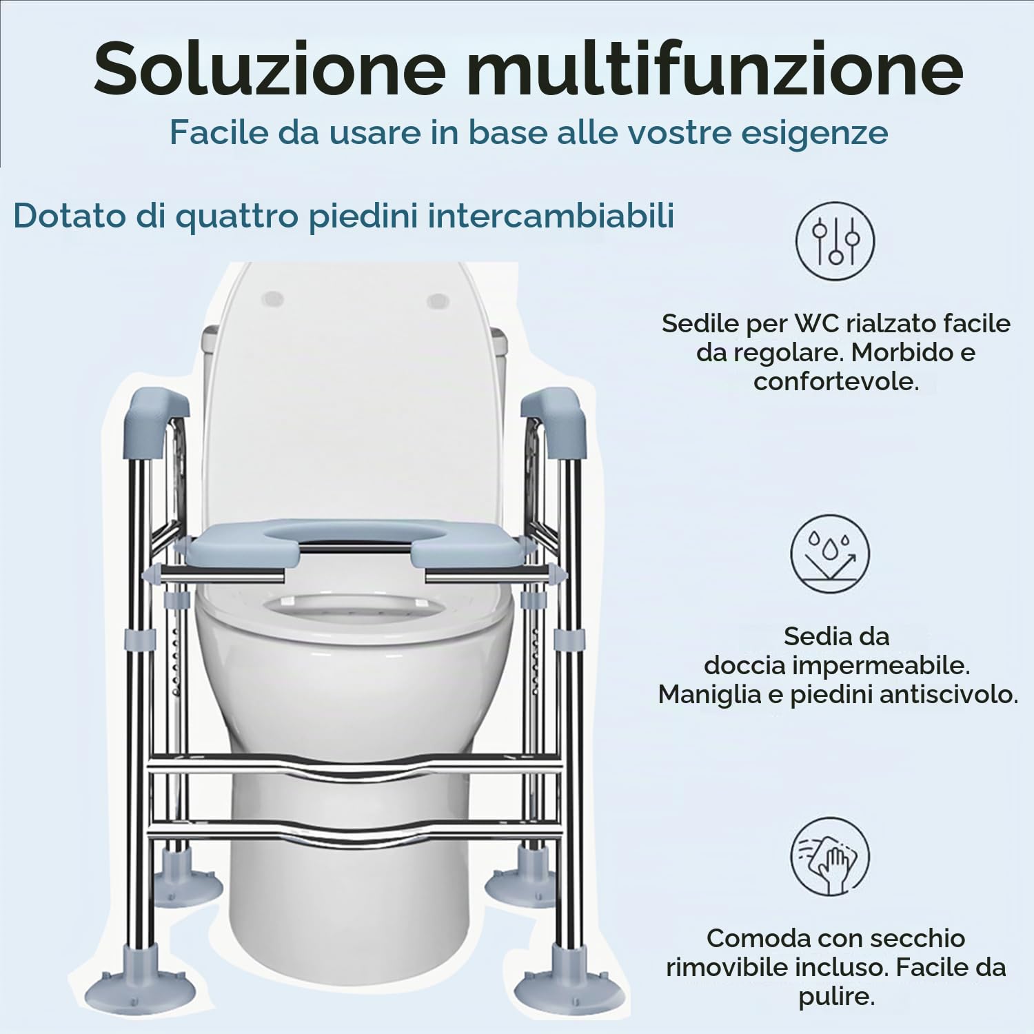 Rialzo Wc Per Anziani,Alzawater Per Protesi Anca,Altezza Regolabile,Piedini Antiscivolo Sostituibili,Senza Foratura,Adatto Ad Anziani,Disabili,Donne In Gravidanza,Ecc.
