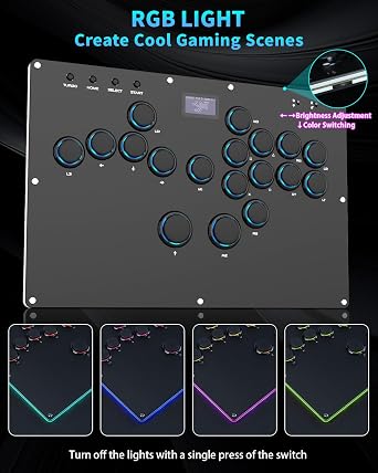 GuileKeys GK-18 Leverless Arcade Stick, All-Button Fight Controller with 18 Keys, RGB Lights, Hot-Swappable for PS5/PS4/PS3/PC/Switch, Arcade Fight Stick Black | Arcade Controller Street Fight Keyboard, Supports Hot Swap & SOCD, All-Button Gamerfinger with Custom RGB & Turbo Functions
