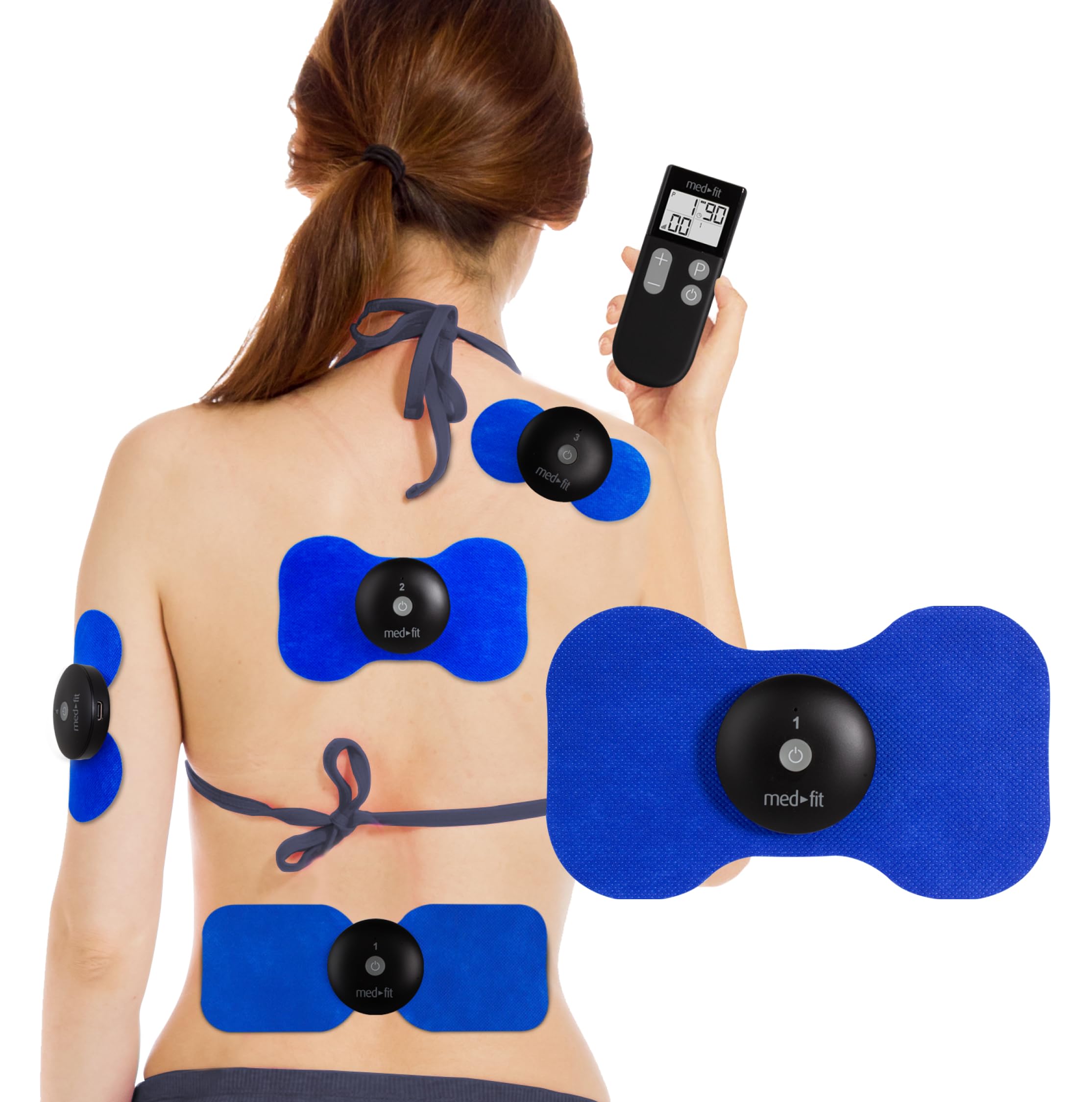 Med-Fit Macchina TENS wireless a 4 canali per alleviare il dolore, rilassamento muscolare e gestione del dolore, tratta fino a 4 aree contemporaneamente per un trattamento completo del corpo, forza