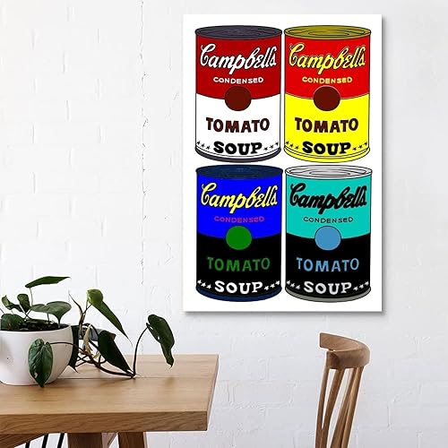Miniatura 3 de LVUPIIG Póster de lata de sopa de Campbell de The First Tomate, pintura decorativa, lienzo para pared, póster de sala de estar, dormitorio, 08 x 12