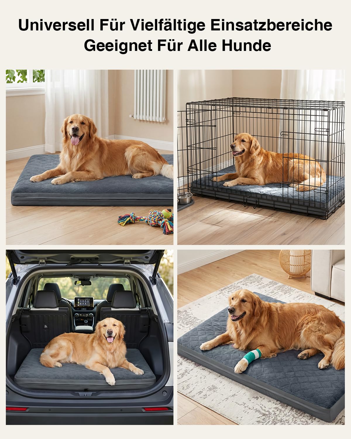 Orthopädisches Hundebett Grosse Hunde XL 119x73cm,Hundekissen mit Wasserdicht Kunstleder&Saugfähige Flauschseite,Hundematte Waschbar Wendar,Abnehmbar Hundematratze,Wasserdicht Einlage,Grau