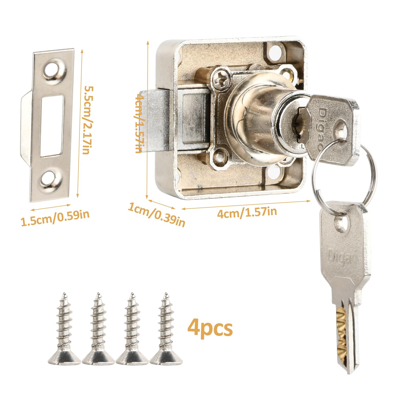 2 Serrature Per Cassetti Con Chiavi - Blocco Sicurezza Per Scrivania, Armadio, Cassetta Postale