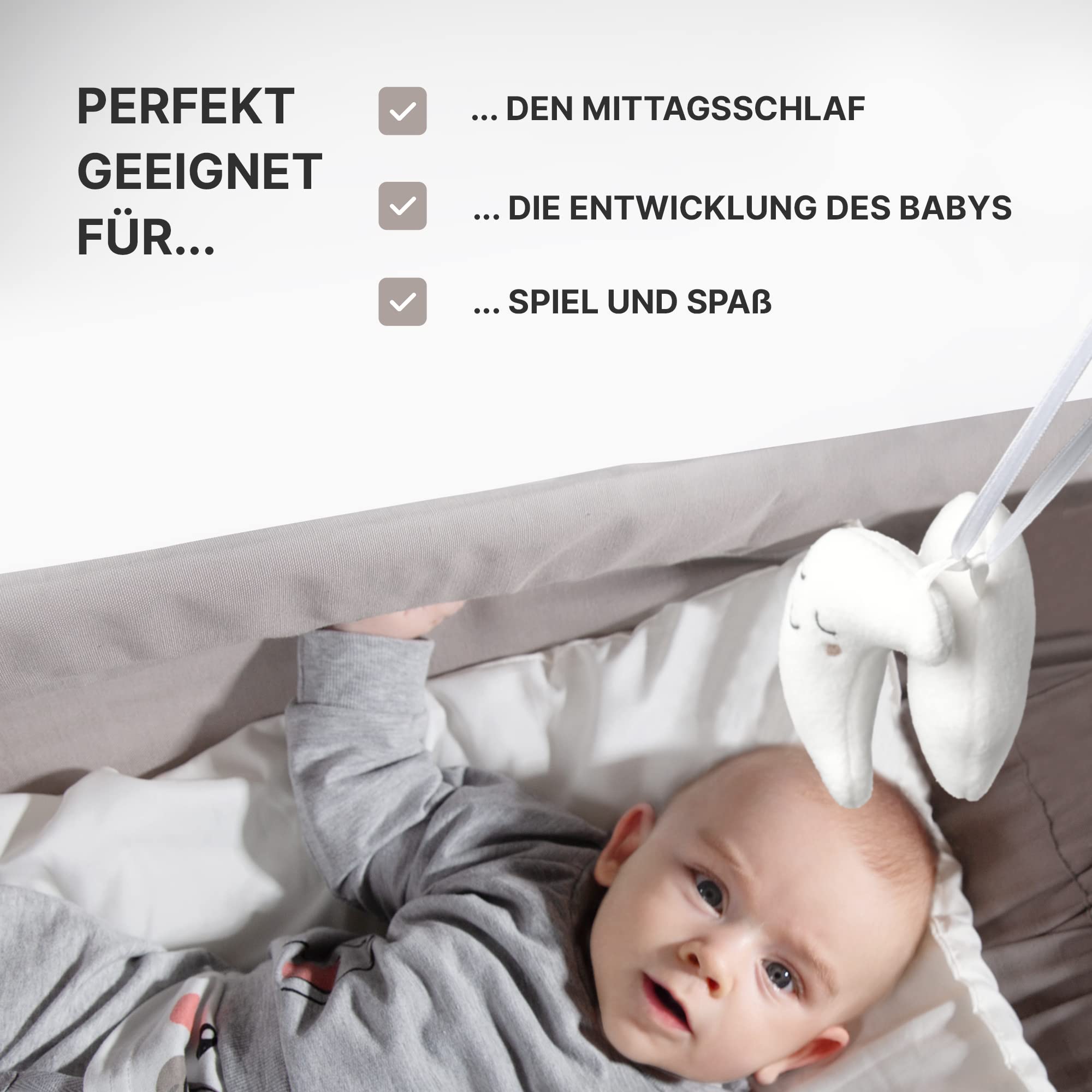 Baby Hängematte [QuickFix-Schlaufe] Babywiege Babybett Federwiege mit Gestell Kinderschaukel Babywippe für Kinderzimmer, Esszimmer, Wohnzimmer | Grau