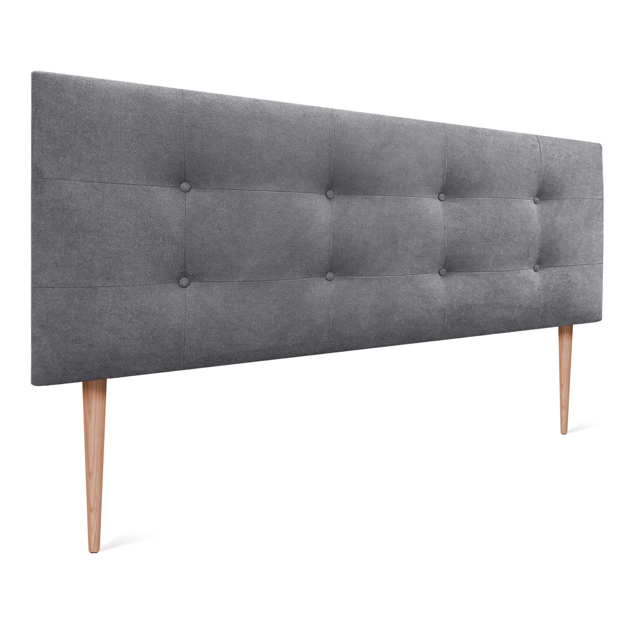 DHOME Capitone Upholstered Leatherette or Aqualine Fabric Headboard with Pine Wood Legs 8 cm Thick Padded Tufted Headboards Bed Headboards (Ash Grey Fabric, 160 (150/160))