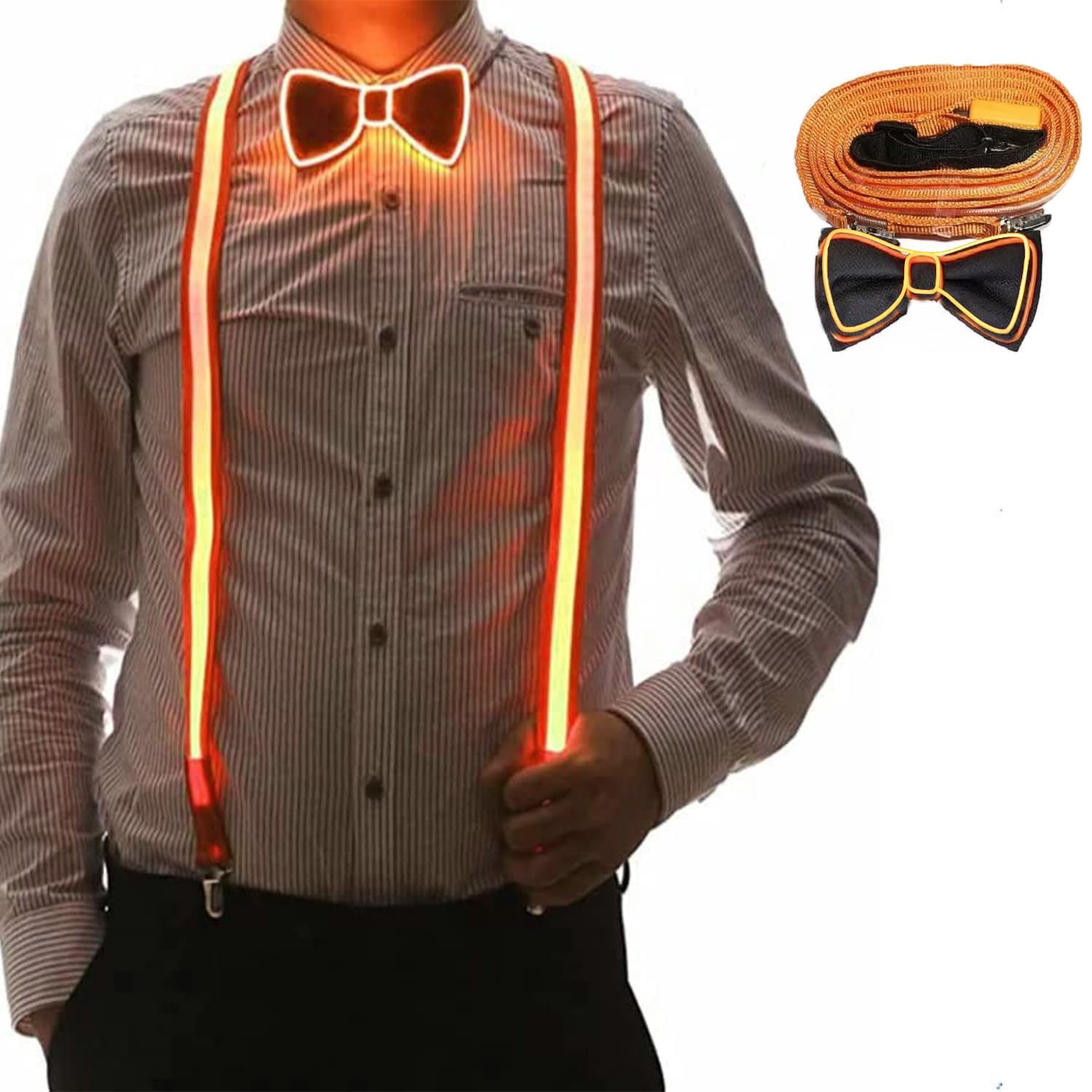 Bretelle Luminose A LED Con Papillon Per Uomo, Musica Per Costumi Da Festa Festival Accessori Per Danza Rave