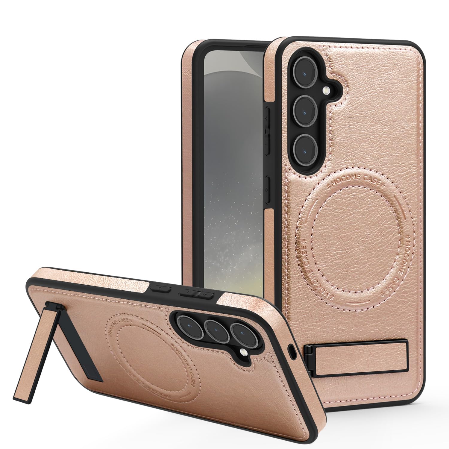 Lunivop Compatible with Samsung Galaxy s25 Case PU Leather [Compatible with Magsafe Wireless Charging] Magnetic Cover Stand Funda Rugged Best Phone