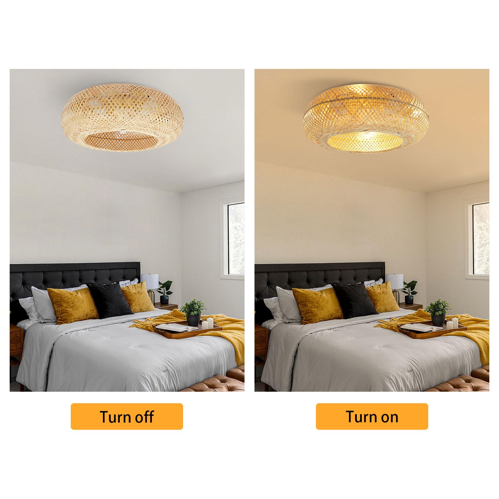 Ventilatore A Soffitto In Bambù Con Luce E Telecomando – 6 Velocità, Reversibile, 50cm - 2