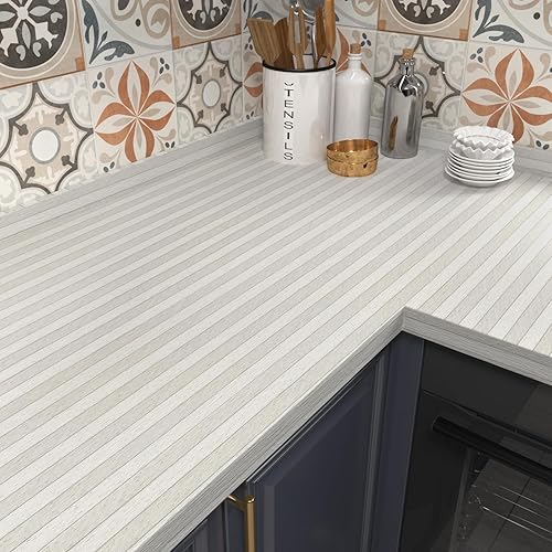 Miniatura 4 de Papel tapiz autoadhesivo con listones de madera gris, papel de contacto para encimeras, papel tapiz para despegar y pegar, para dormitorio, sala de