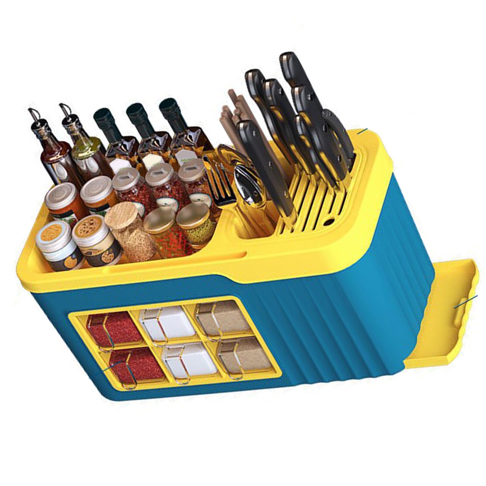 Scatola portabottiglie per condimenti, scatola portaoggetti in plastica per condimenti Portautensili da cucinas multifunzionale per uso domestico in cucinas