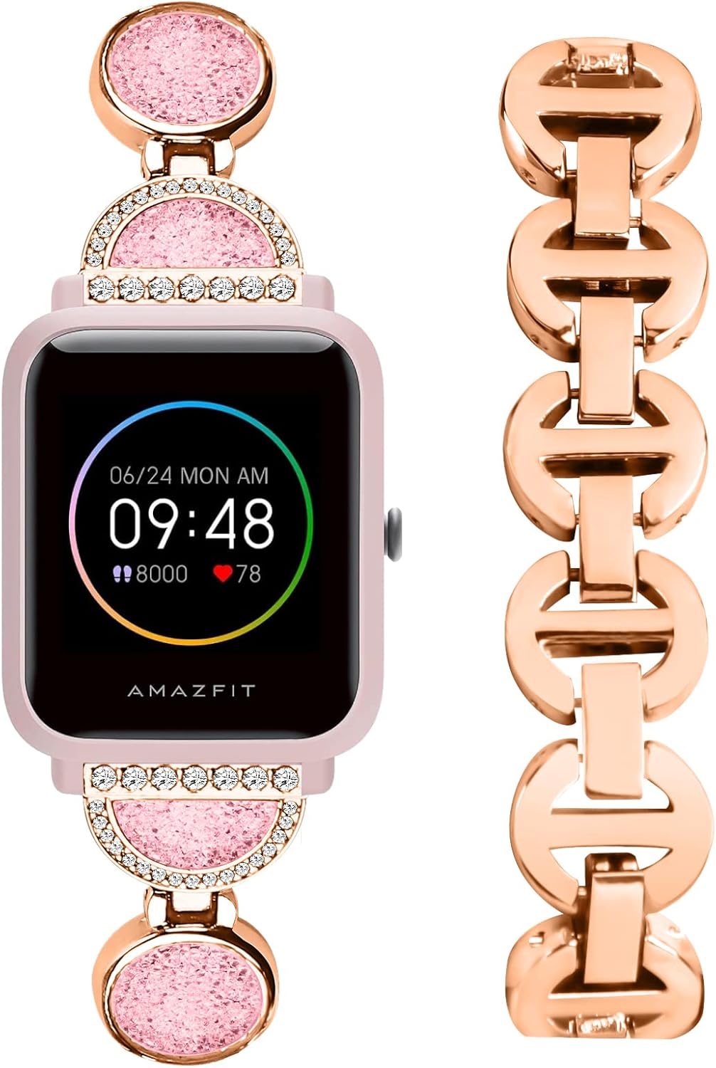 Correas de reloj de 0.78 pulgadas compatibles con Amazfit Bip 3Bip 3 ProGTS 4 MiniGTS 2 3 4Bip U Pro para mujer, correa de metal de acero inoxidable
