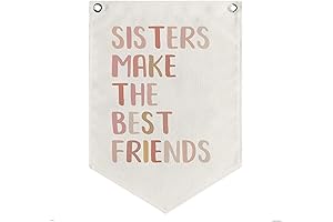 Brother Sister Flag Pennant Sign - Canvas Banner, Kids Room Decor
