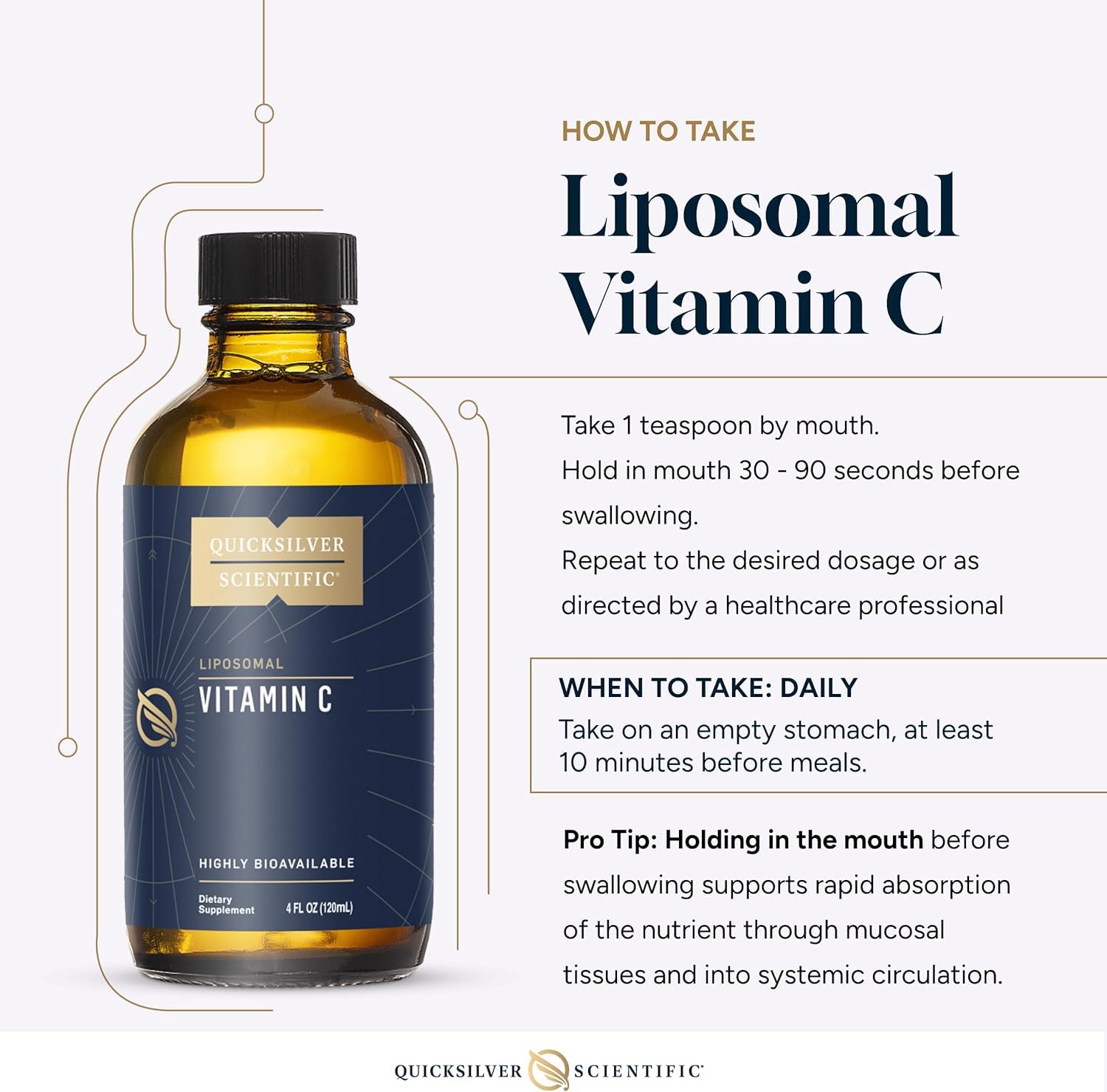 Quicksilver Scientific Liposomal Vitamin C, Vegan & Non-GMO, 4oz / 120ml