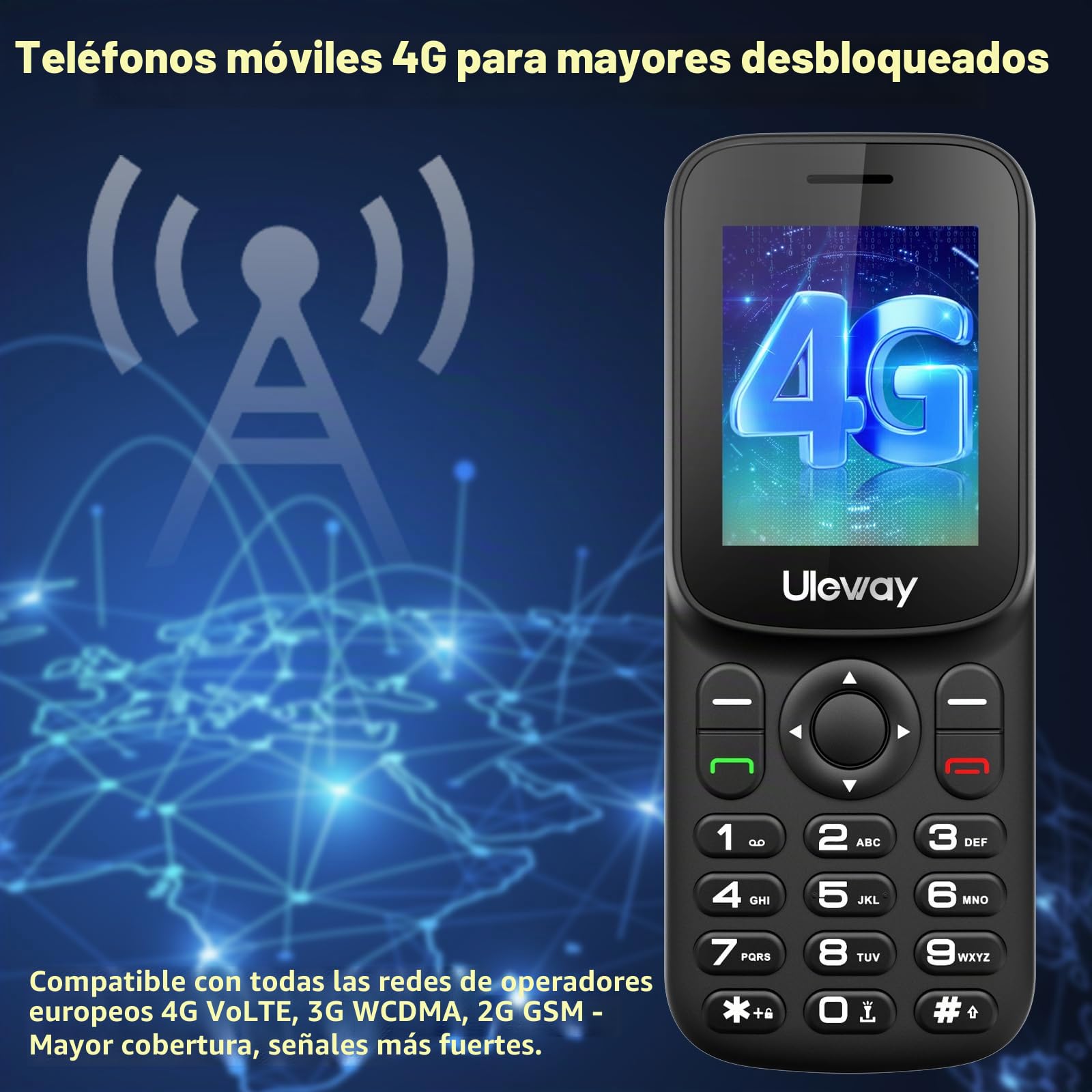 Básico Móvil 4G Mini Portátil Teléfono móvil de Teclas Grandes Telefono Movil para Mayores Libre Larga Duración Batería 1000mAh (Dual SIM) Bluetooth Cámara Todos Operadores