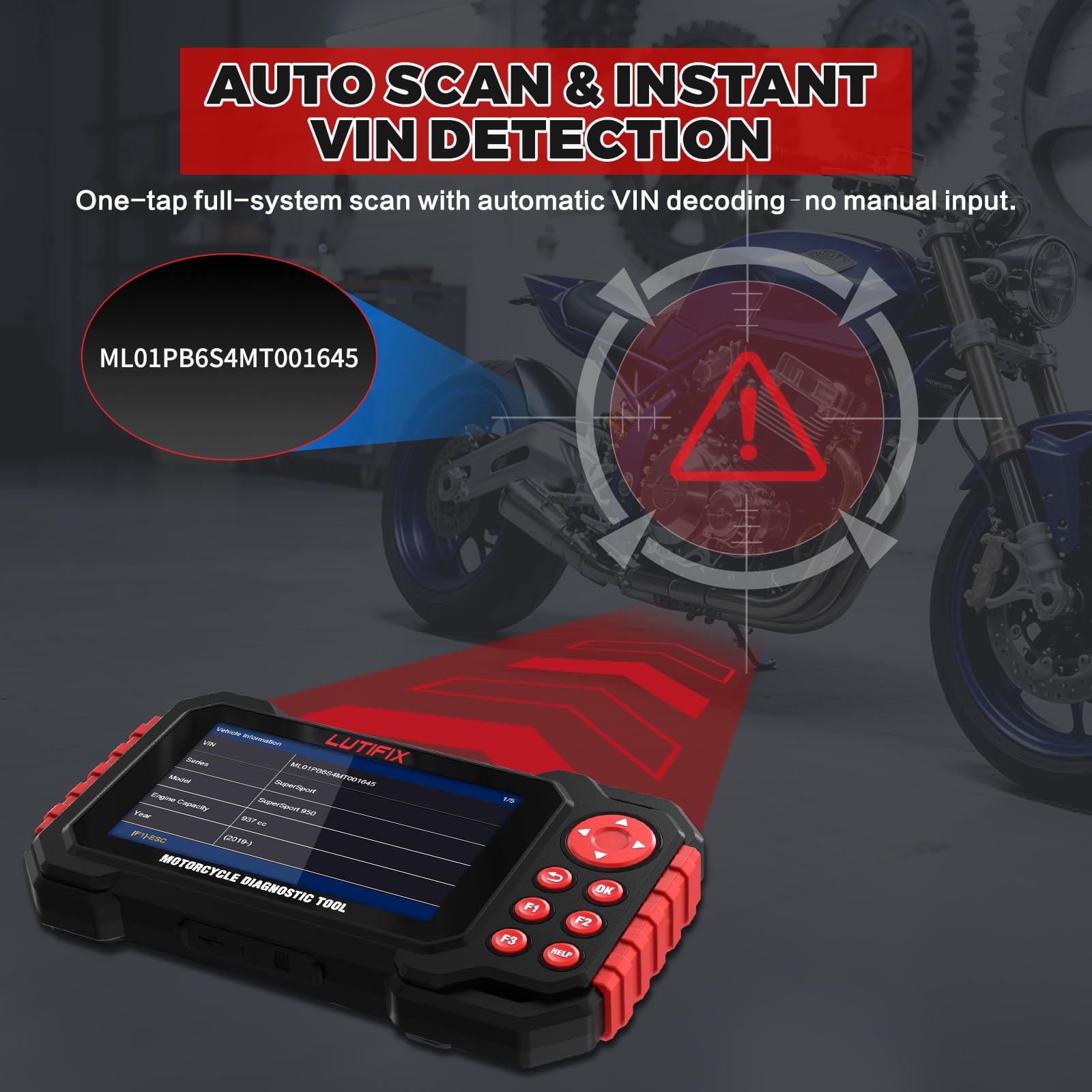 Outil de Diagnostic de Moto, Scanner OBD2 de Moto M7 Systèmes complets prenant en Charge Plus de 70 Marques mondiales, Plus de 100 Fonctions Lecteur de Code WiFi Mise à Jour en Un clic