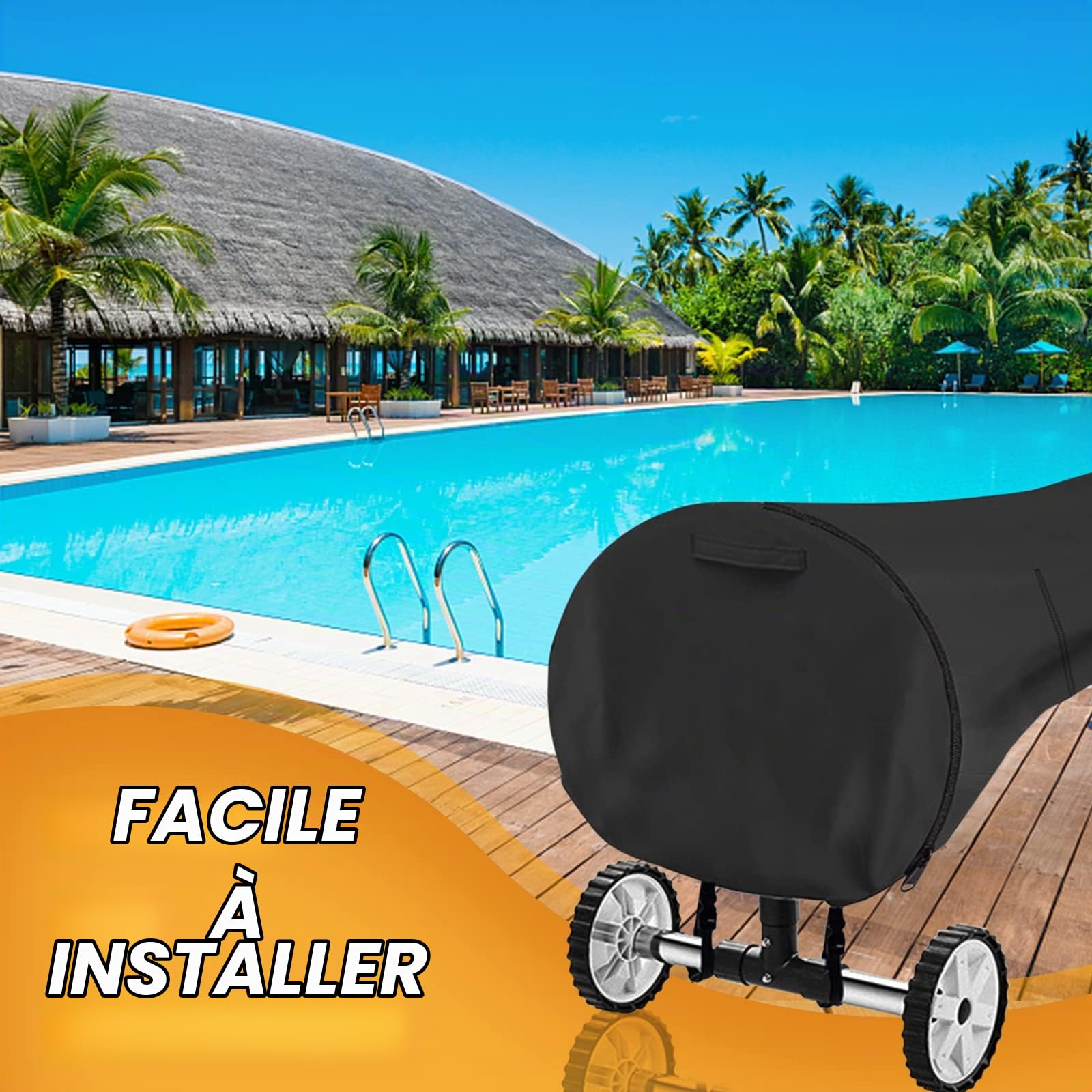 Enrouleur de Couverture Solaire Housse,Enrouleurs pour Bâche de Piscine Bache de Protection,Housse De Protection pour Enrouleur De Couverture Solaire pour Piscine Extérieur Intérieur20FT